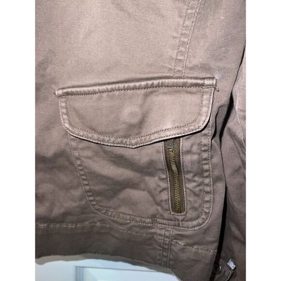 CHICOS PLATINUM Jean Jacket Womens 2 Sz L Brown Snap front Utility casual - Picture 6 of 9